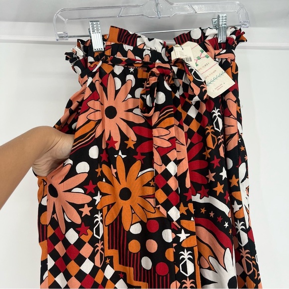 Farm Rio Floral Daisy Colorful Lightweight Loose Belted Paperbag Pants Small NWT - Picture 7 of 10